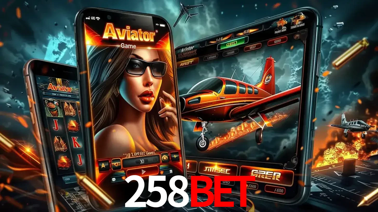 O popular jogo de apostas Aviator exibido em vários celulares e tablets, mostrando a interface emocionante e a ação de voo disponíveis para jogar agora no 258bet.